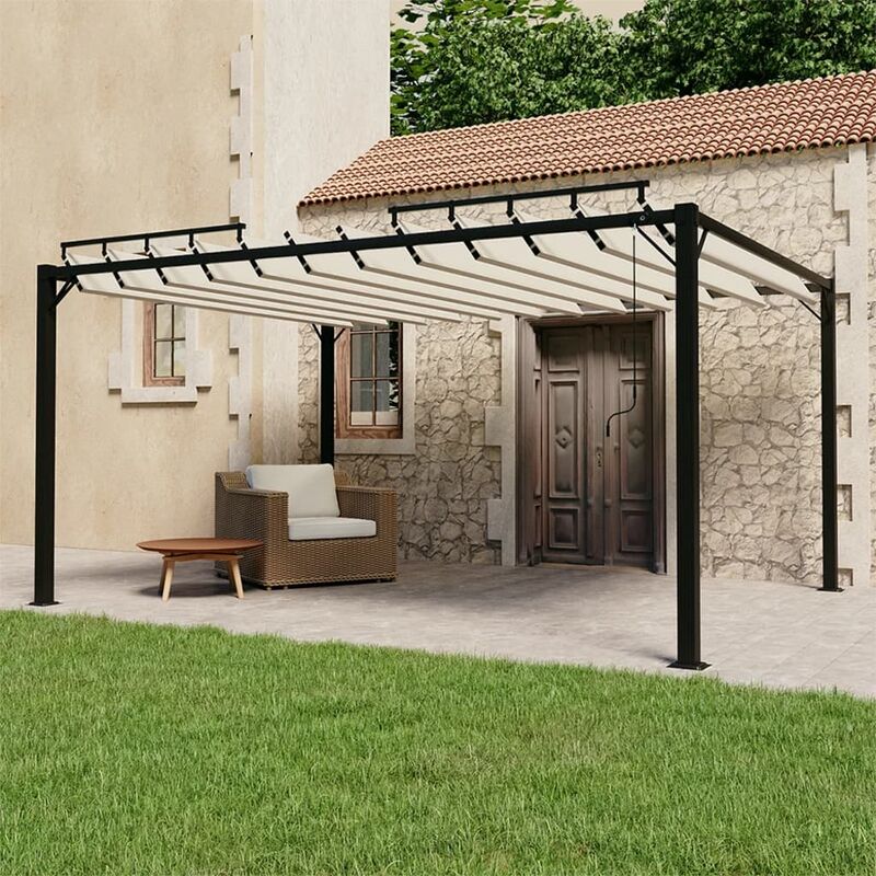

Cenador con techo persiana 3x4 m tela y aluminio crema - Crema - Youthup