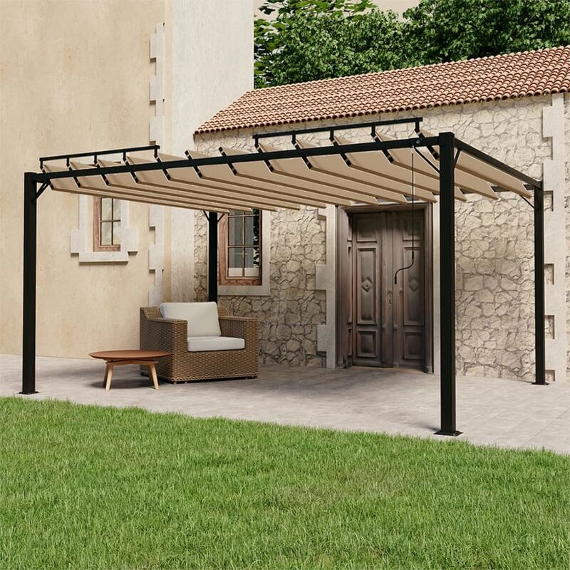 

Cenador con techo persiana 3x4 m tela y aluminio taupé - Gris Topo - Youthup