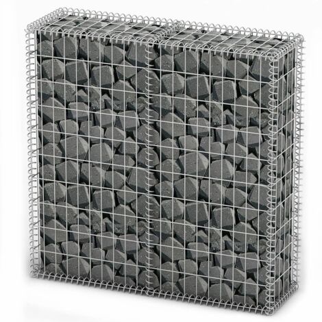 YOUTHUP Cesto Gabbione con Coperchio in Filo Zincato 100 x 100 x 30 cm