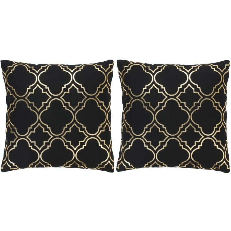 

Cojines estampado metálico 2 uds algodón negro y dorado 40x40cm - Negro - Youthup