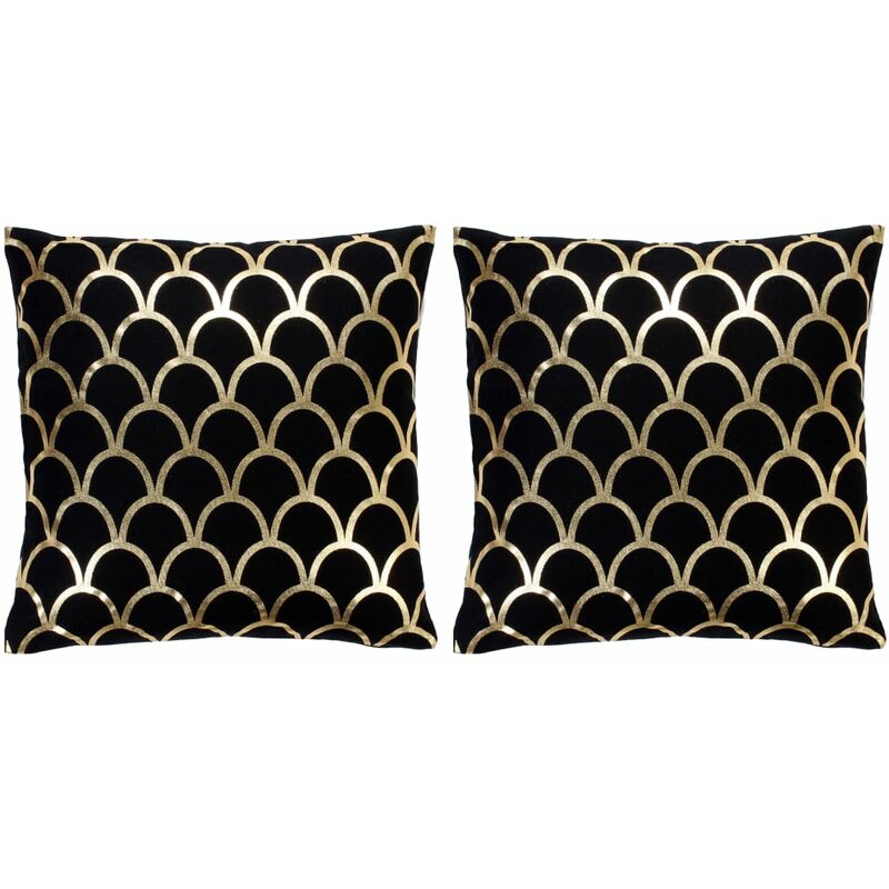 

Cojines estampado metálico 2 uds algodón negro y dorado 40x40cm - Negro - Youthup