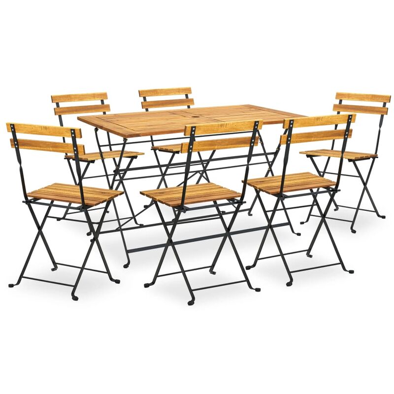

Comedor de jardín plegable 7 piezas de madera maciza de acacia - Youthup