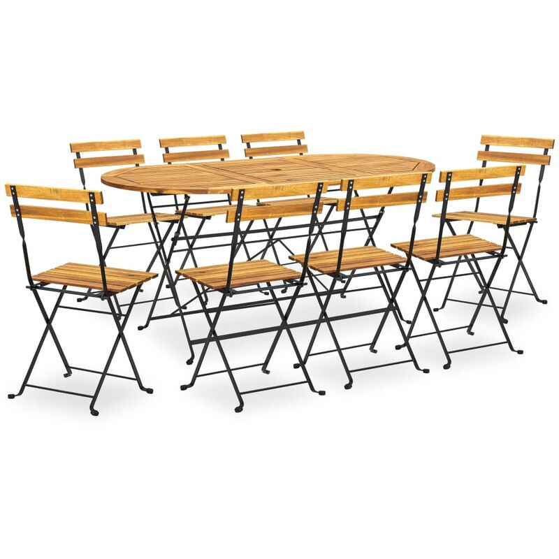 

Comedor de jardín plegable 9 piezas de madera maciza de acacia - Youthup