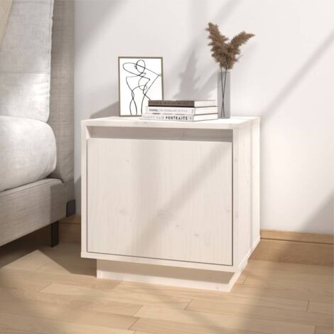 YOUTHUP Comodino Bianco 40x30x40 cm in Legno Massello di Pino
