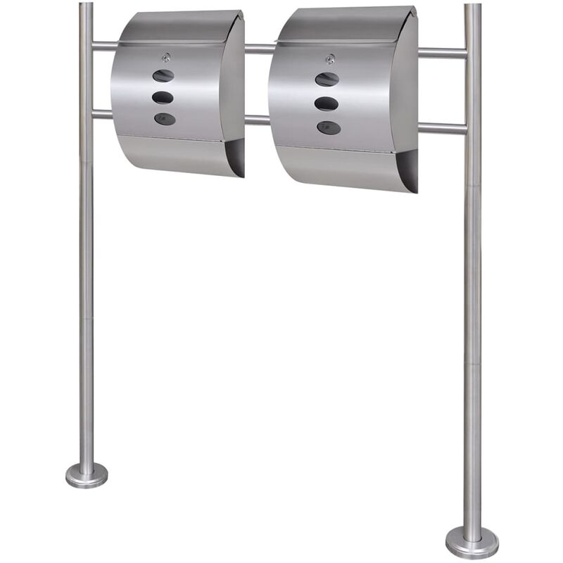 

Conjunto de 2 buzones con soporte de acero inoxidable - Plateado - Youthup