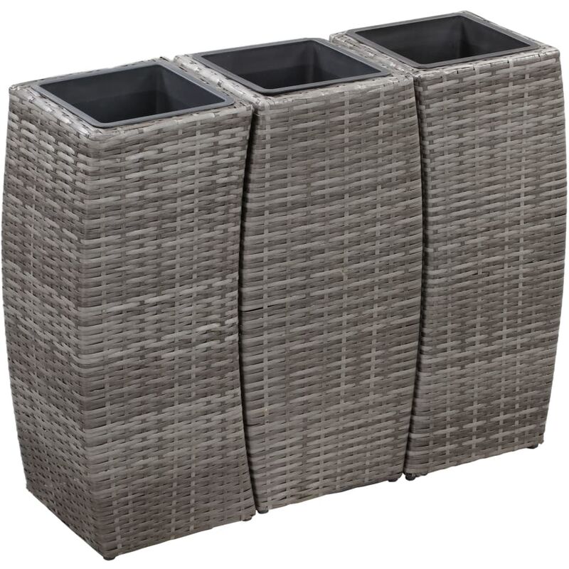 

Conjunto de arriate 3 piezas ratán sintético gris - Gris - Youthup