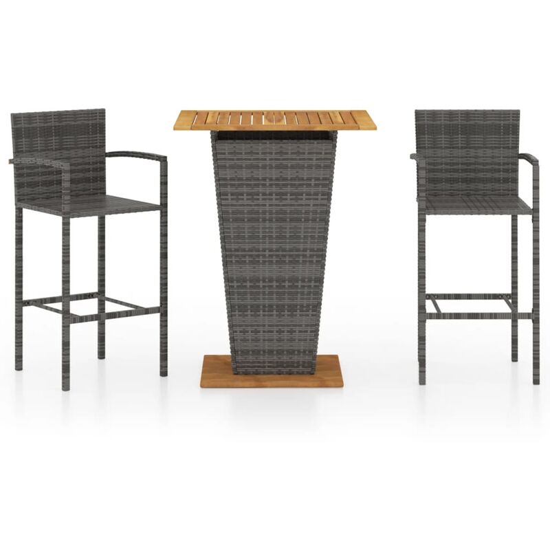 

Conjunto de bar para jardín 3 piezas gris - Gris - Youthup