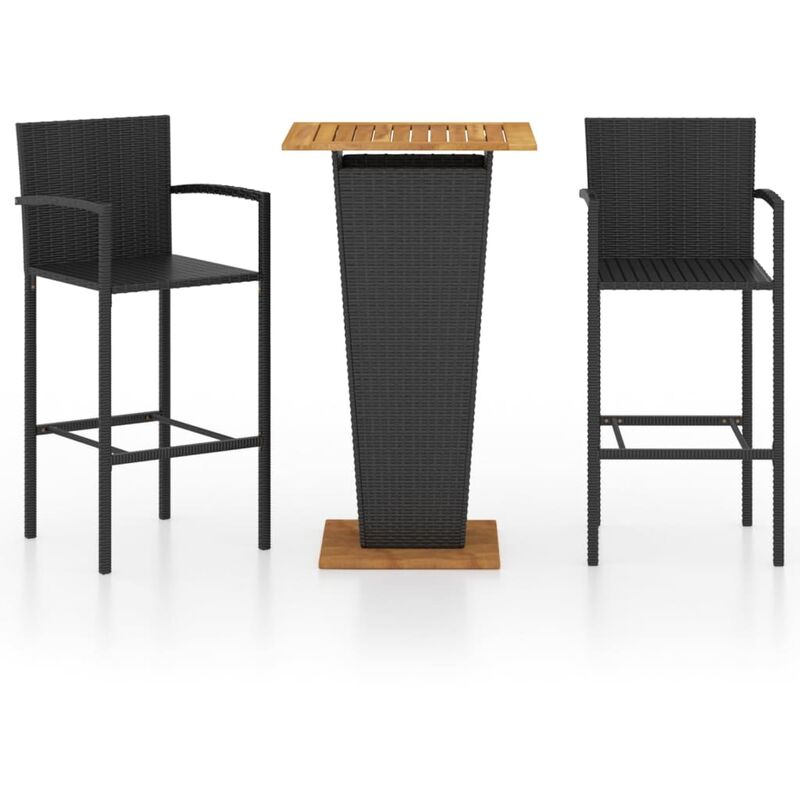 

Conjunto de bar para jardín 3 piezas negro - Negro - Youthup