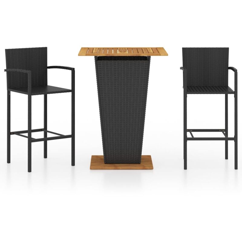 

Conjunto de bar para jardín 3 piezas negro - Negro - Youthup