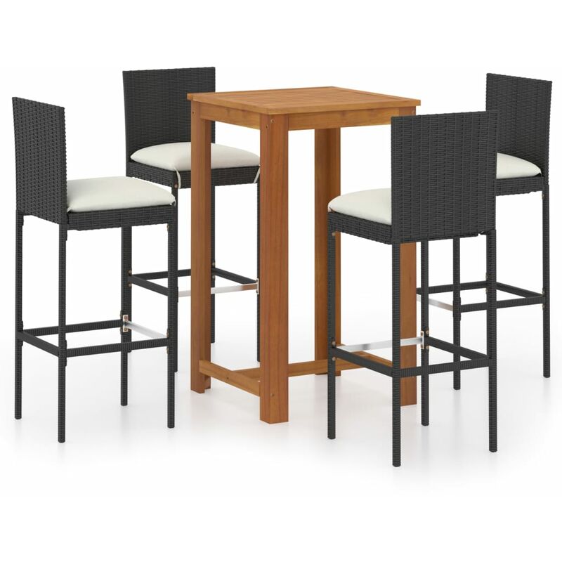 

Conjunto de bar para jardín 5 piezas con cojines negro - Negro - Youthup
