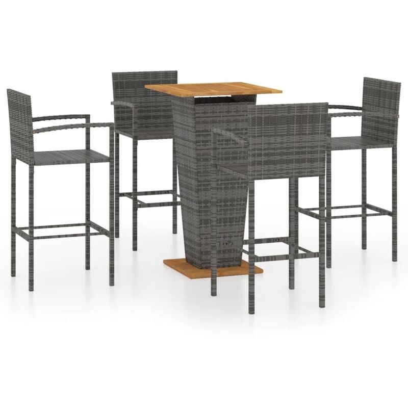 

Conjunto de bar para jardín 5 piezas gris - Gris - Youthup