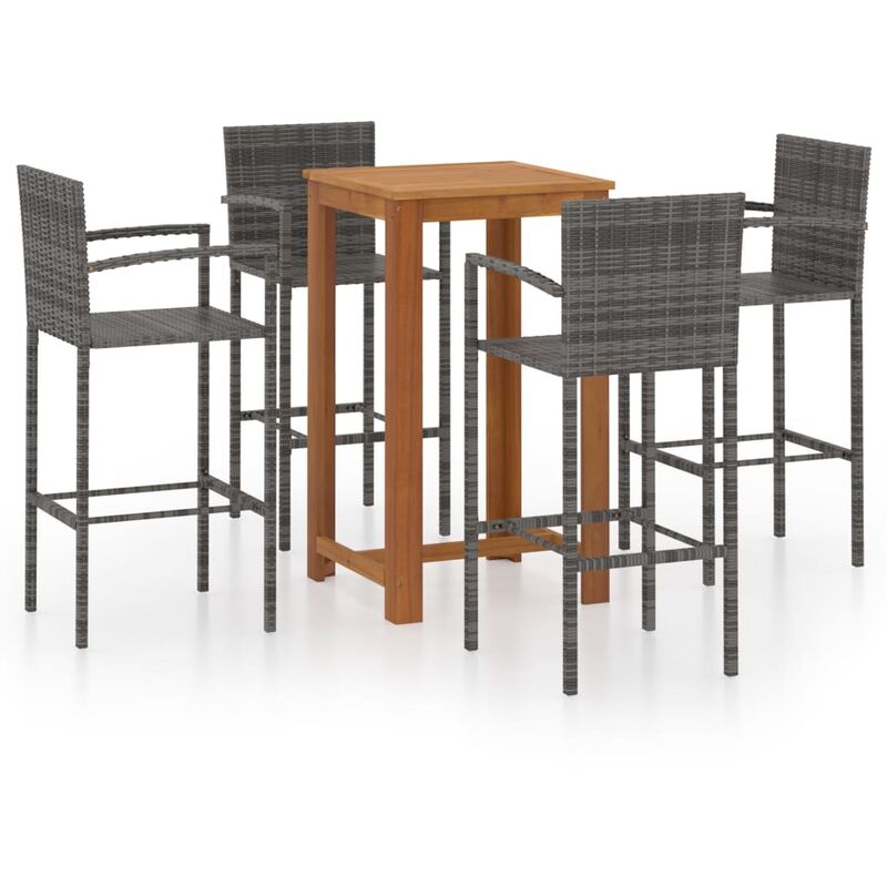

Conjunto de bar para jardín 5 piezas gris - Gris - Youthup