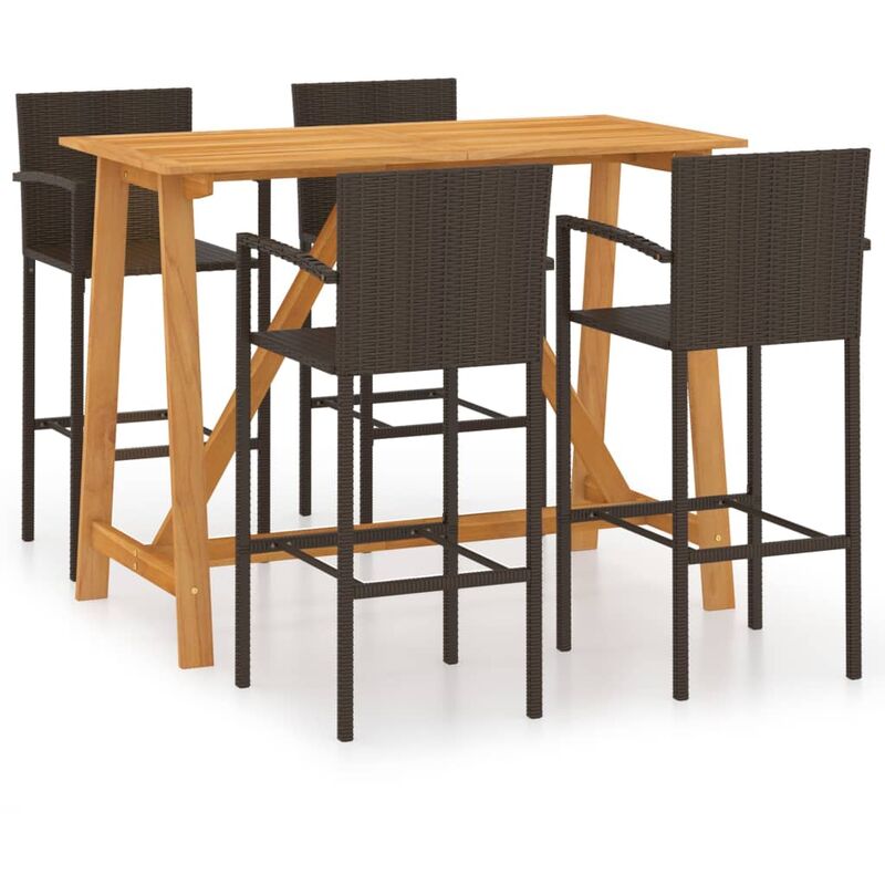 

Conjunto de bar para jardín 5 piezas marrón - Marrón - Youthup