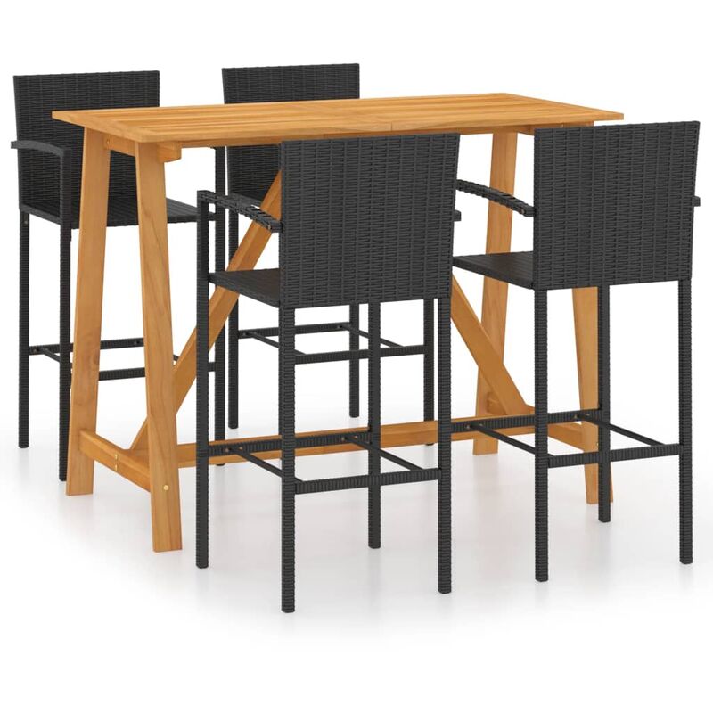 

Conjunto de bar para jardín 5 piezas negro - Negro - Youthup