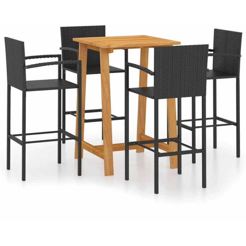 

Conjunto de bar para jardín 5 piezas negro - Negro - Youthup