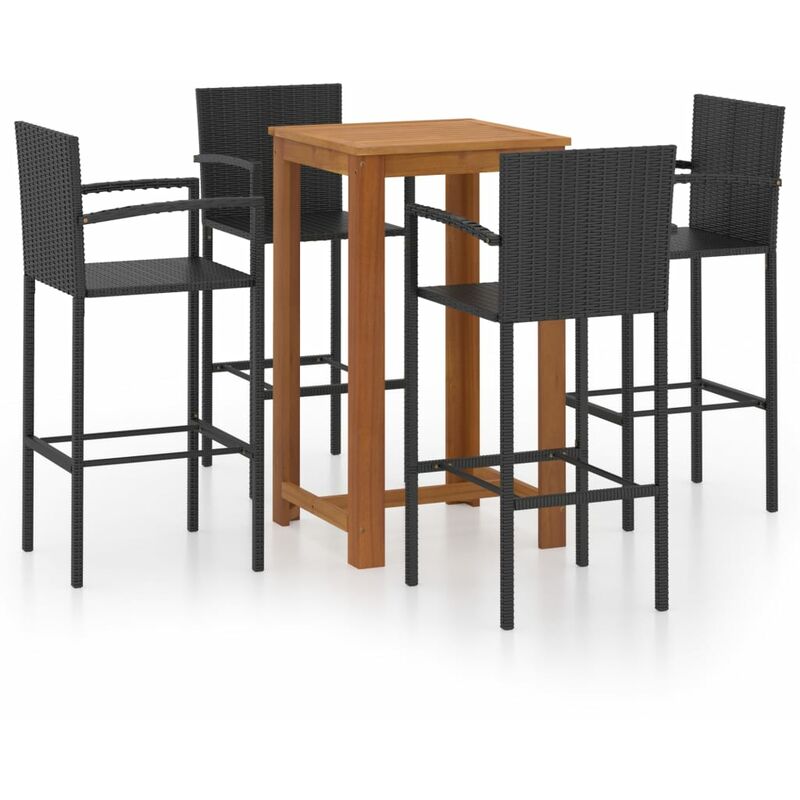 

Conjunto de bar para jardín 5 piezas negro - Negro - Youthup