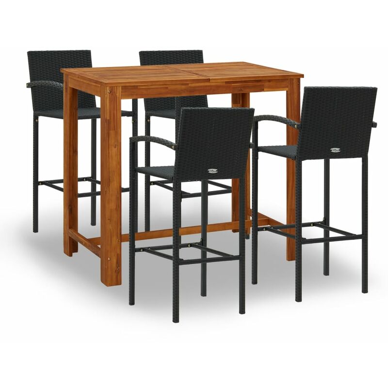 

Conjunto de bar para jardín 5 piezas negro - Negro - Youthup