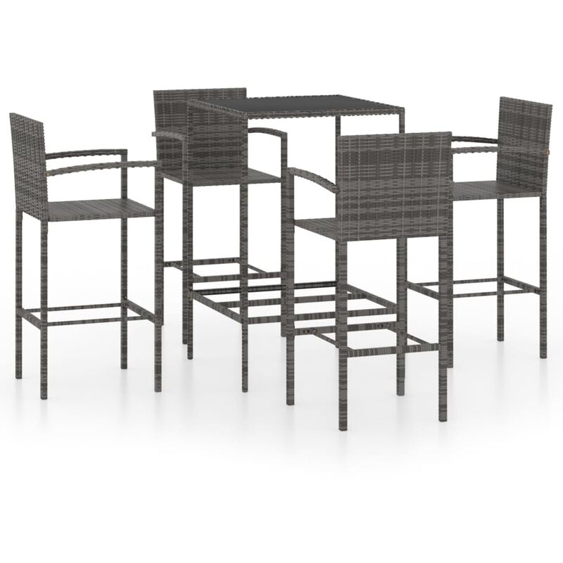 

Conjunto de bar para jardín 5 piezas ratán sintético gris - Gris - Youthup