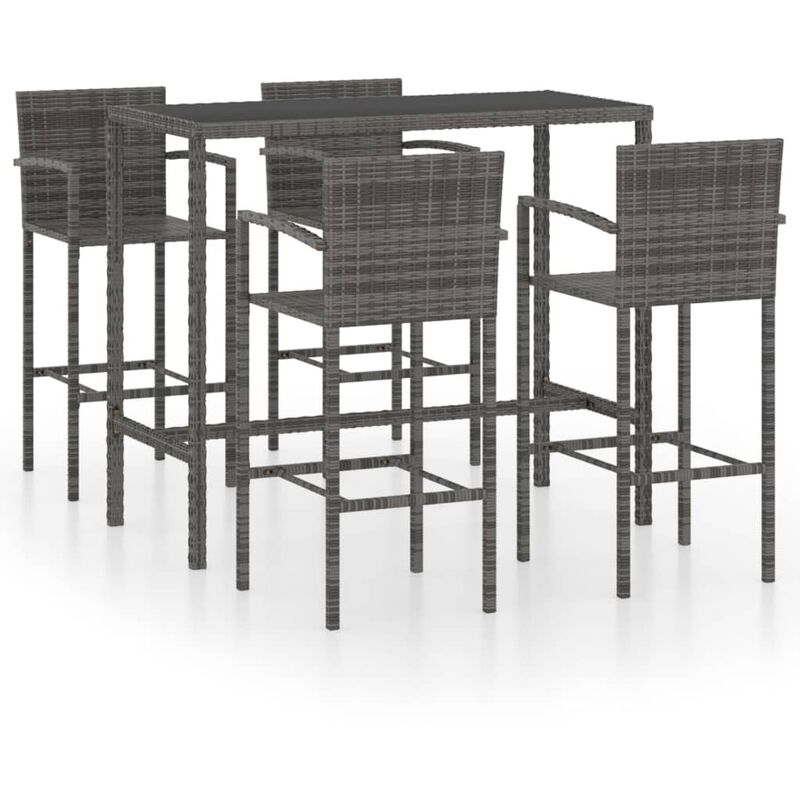 

Conjunto de bar para jardín 5 piezas ratán sintético gris - Gris - Youthup