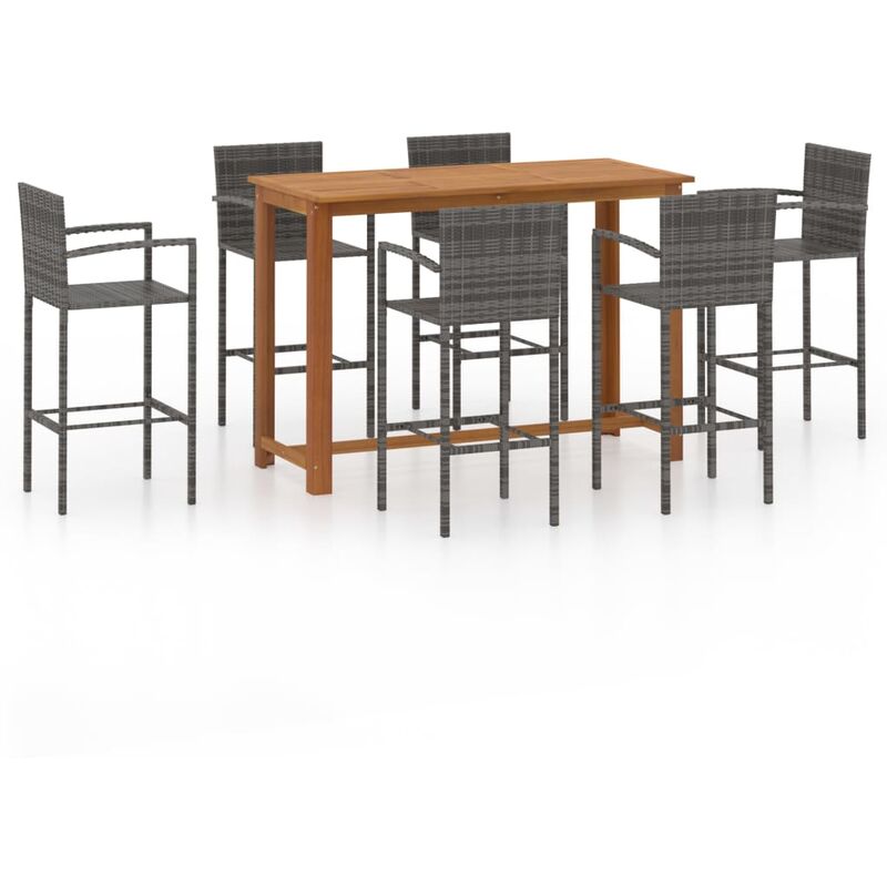 

YOUTHUP Conjunto de bar para jardín 7 piezas gris - Gris