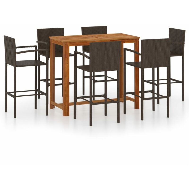 

Conjunto de bar para jardín 7 piezas marrón - Marrón - Youthup