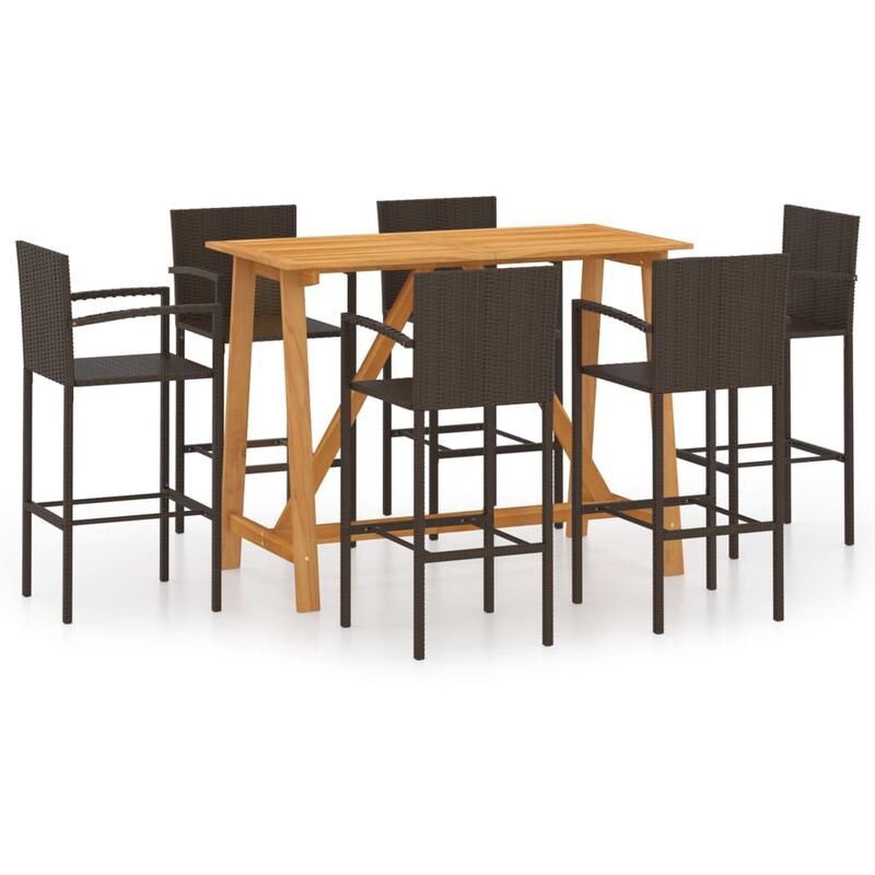 

Conjunto de bar para jardín 7 piezas marrón - Marrón - Youthup