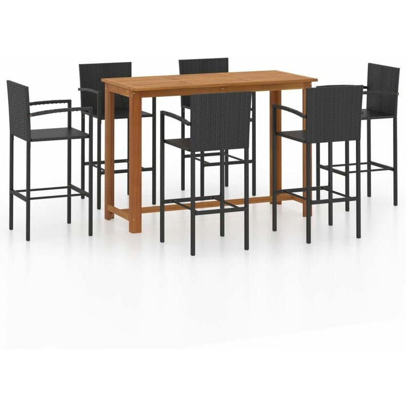 

Conjunto de bar para jardín 7 piezas negro - Negro - Youthup