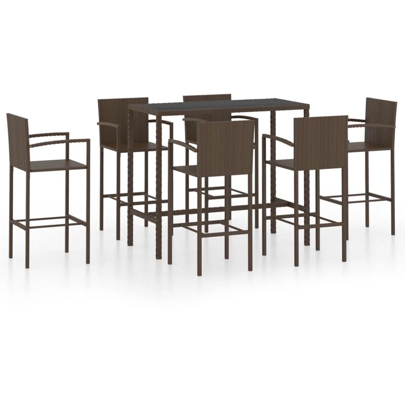 

Conjunto de bar para jardín 7 piezas ratán sintético marrón - Marrón - Youthup