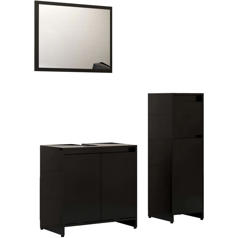 

Conjunto de muebles de baño 3 piezas aglomerado negro - Negro - Youthup