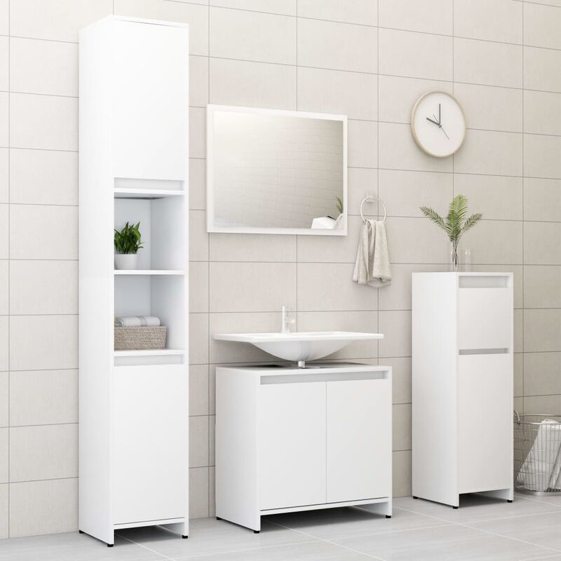 

Conjunto de muebles de baño 4 piezas aglomerado blanco - Blanco - Youthup