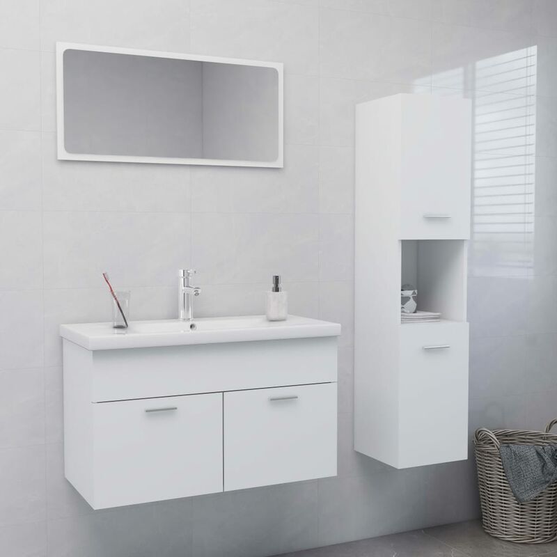 

Conjunto de muebles de baño aglomerado blanco - Blanco - Youthup