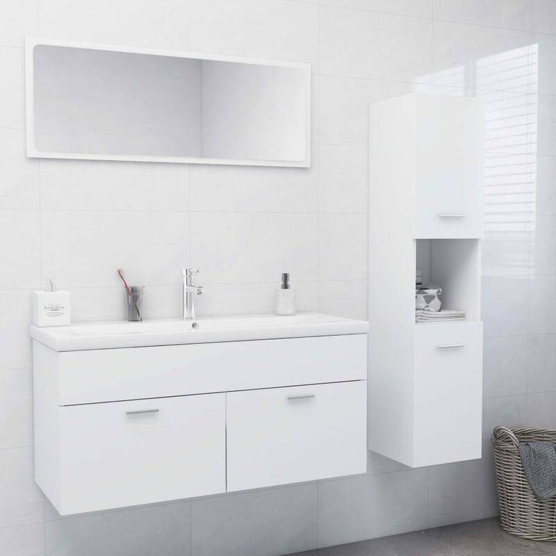 

YOUTHUP Conjunto de muebles de baño aglomerado blanco - Blanco