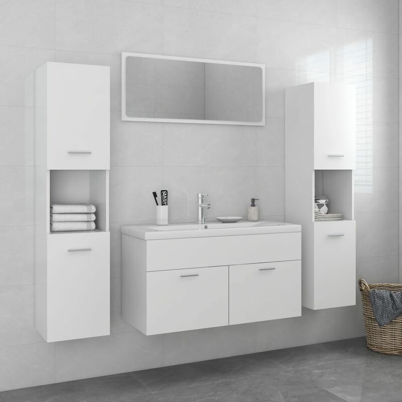 

Conjunto de muebles de baño aglomerado blanco - Blanco - Youthup