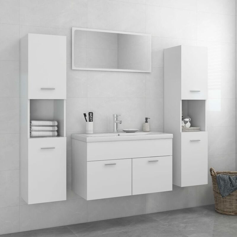 

Conjunto de muebles de baño aglomerado blanco - Blanco - Youthup