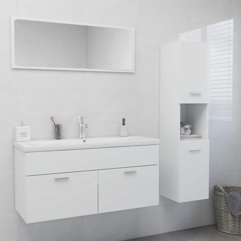 

Conjunto de muebles de baño aglomerado blanco - Blanco - Youthup