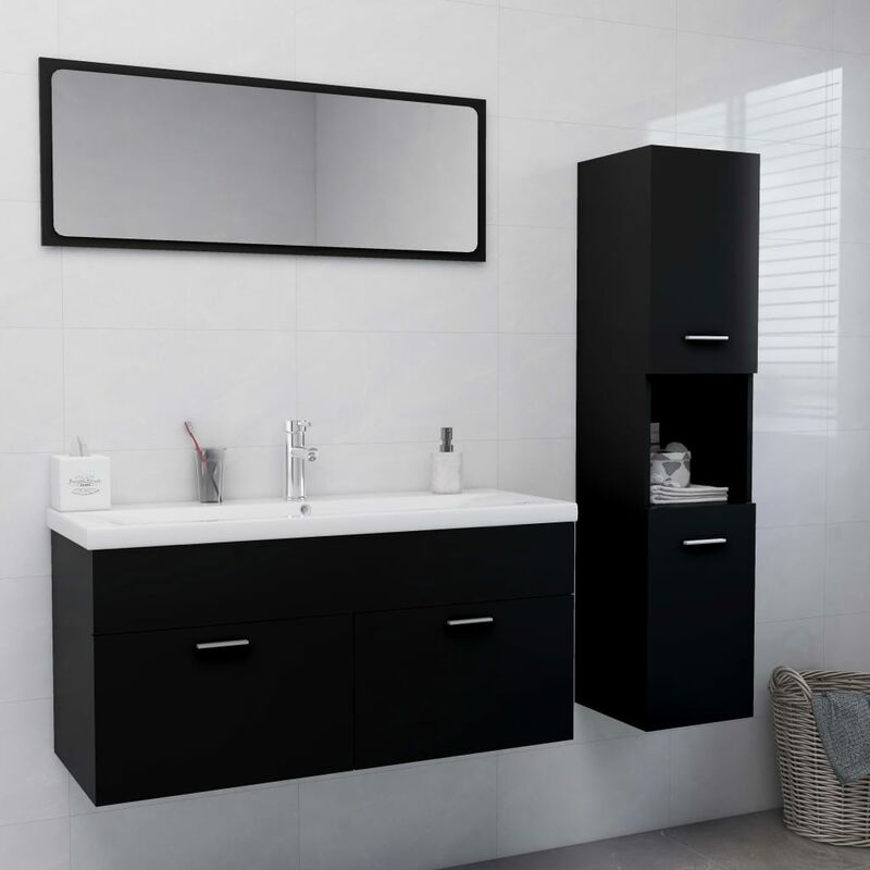 

YOUTHUP Conjunto de muebles de baño aglomerado negro - Negro