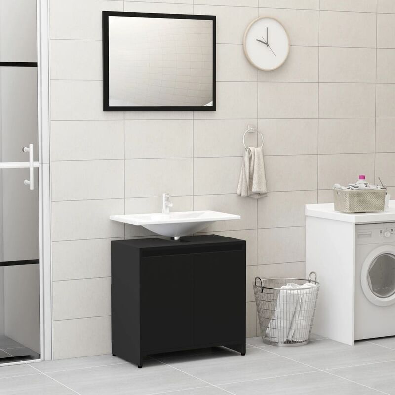 

Conjunto de muebles de baño aglomerado negro - Negro - Youthup