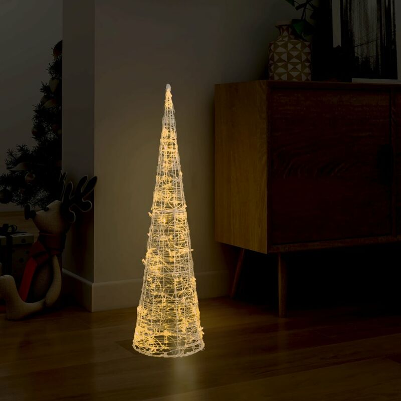 

Cono luz LED pirámide decorativo acrílico blanco cálido 90 cm - Blanco - Youthup