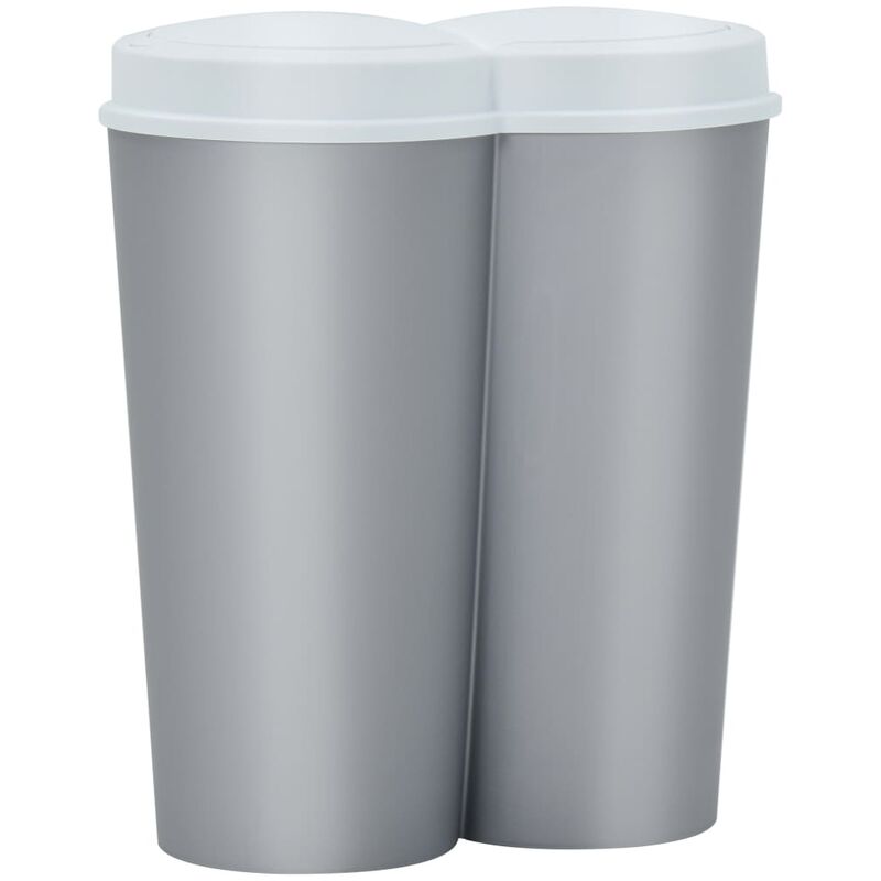 

Cubo de basura doble plateado y blanco 50 L - Blanco - Youthup