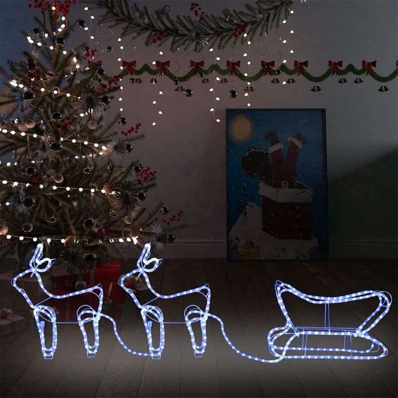 

YOUTHUP Decoración navideña para jardín renos y trineo 576 LEDs - Blanco