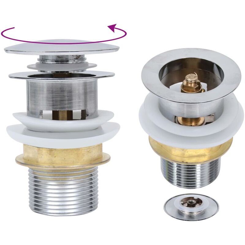 

YOUTHUP Desagüe empuje sin función desbordamiento plata 6,4x6,4x9,1 cm - Plateado
