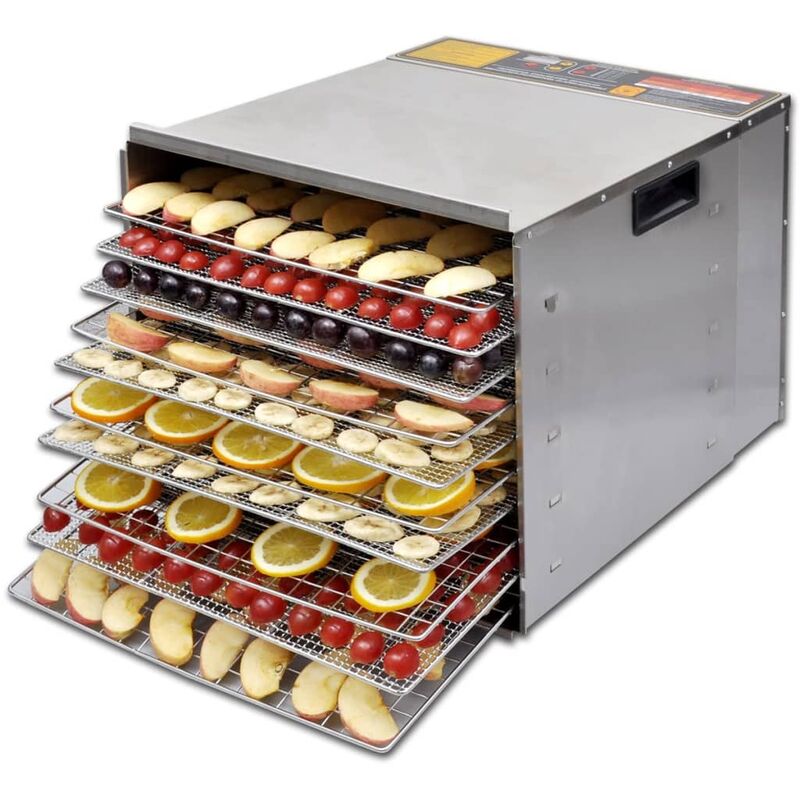 

Deshidratadora de alimentos con 10 bandejas, Acero inoxidable - Plateado - Youthup