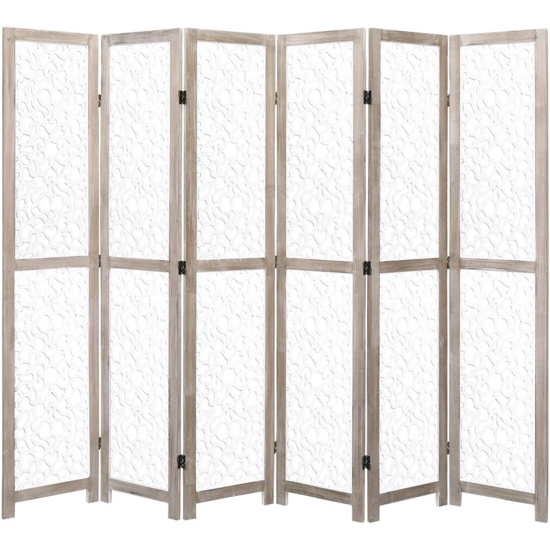 Divisorio a 6 Pannelli Bianco 210x165 cm in Legno Massello - Bianco - Youthup