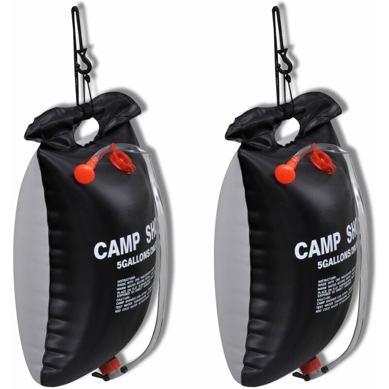 

YOUTHUP Ducha solar portátil de camping 20 L 2 unidades - Negro