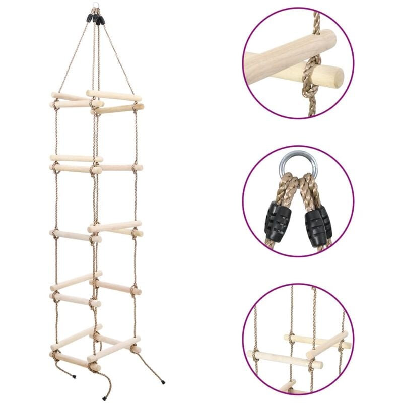

Escalera de cuerda para niños 200 cm madera - Marrón - Youthup