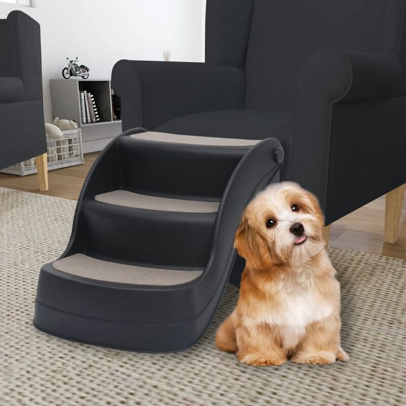 

YOUTHUP Escalera para perros plegable de 3 peldaños negra - Negro