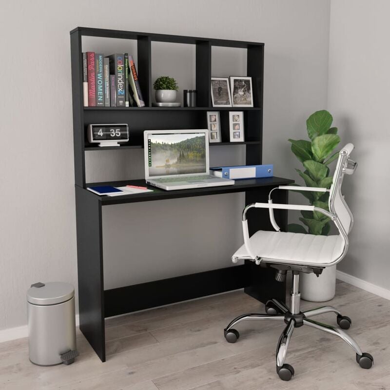 

Escritorio con estantes aglomerado negro 110x45x157 cm - Negro - Youthup