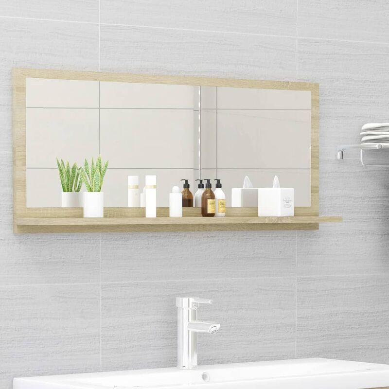 

Espejo de baño aglomerado color roble Sonoma 90x10,5x37 cm - Marrón - Youthup