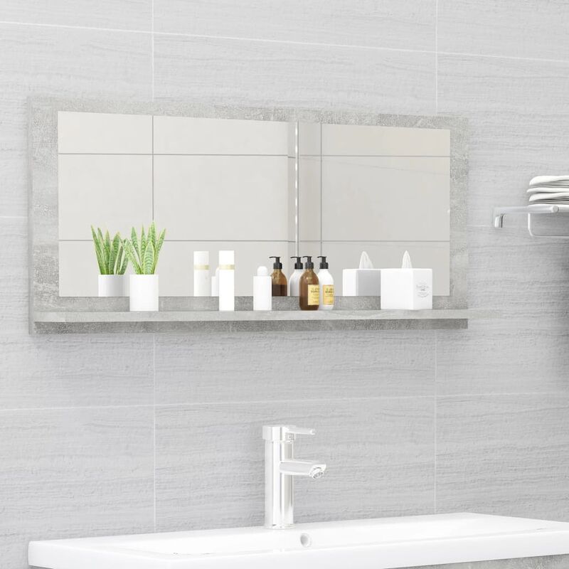 

Espejo de baño aglomerado gris hormigón 90x10,5x37 cm - Gris - Youthup