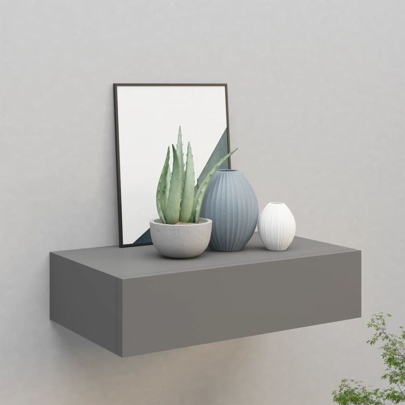 

Estante con cajón de pared gris MDF 40x23,5x10 cm - Gris - Youthup